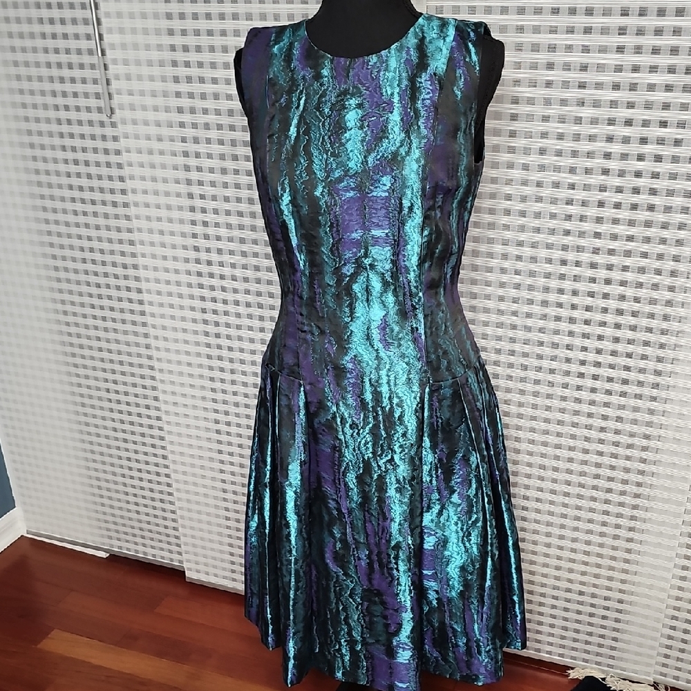 Elegant Blue and Purple Sleeveless Dress